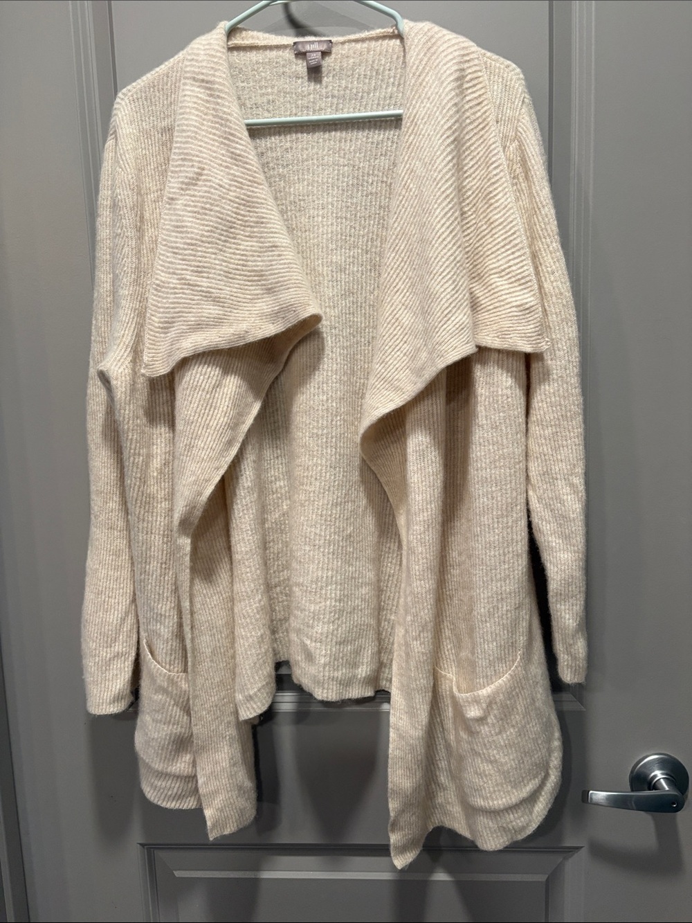 J. Jill Wool Cashmere Blend Waterfall Open Front Cardigan XXL Cream